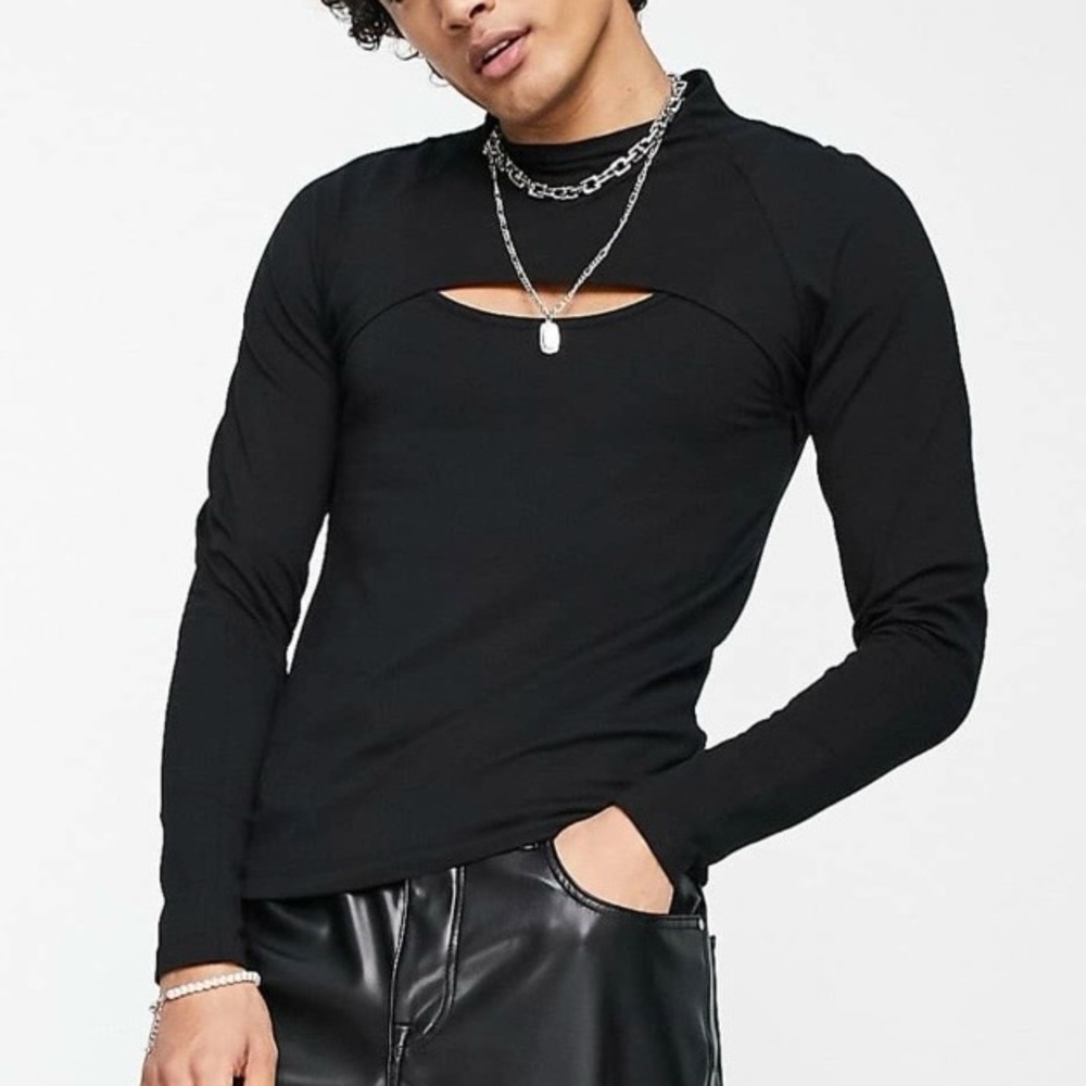 Men's Black Layered Tee